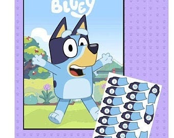 Blue Dog Pin the Tail Poster, Pin the Tail Sign, Bluey Party Games
